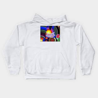 Don't Ask Just Mask trippy abstract bunny wearing a mask Kids Hoodie